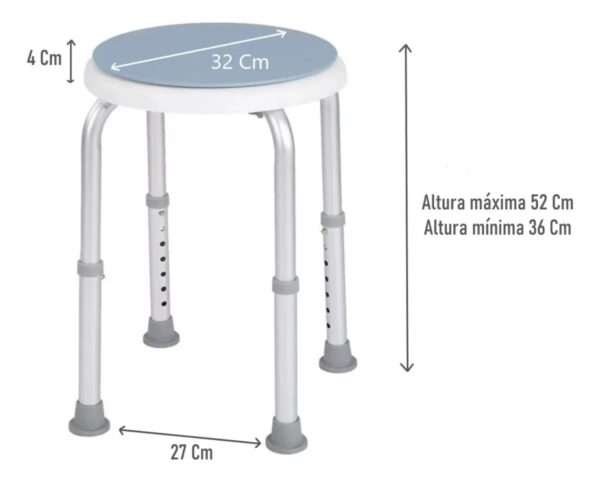 Taburete de ducha giratorio 360°de aluminio - Imagen 3